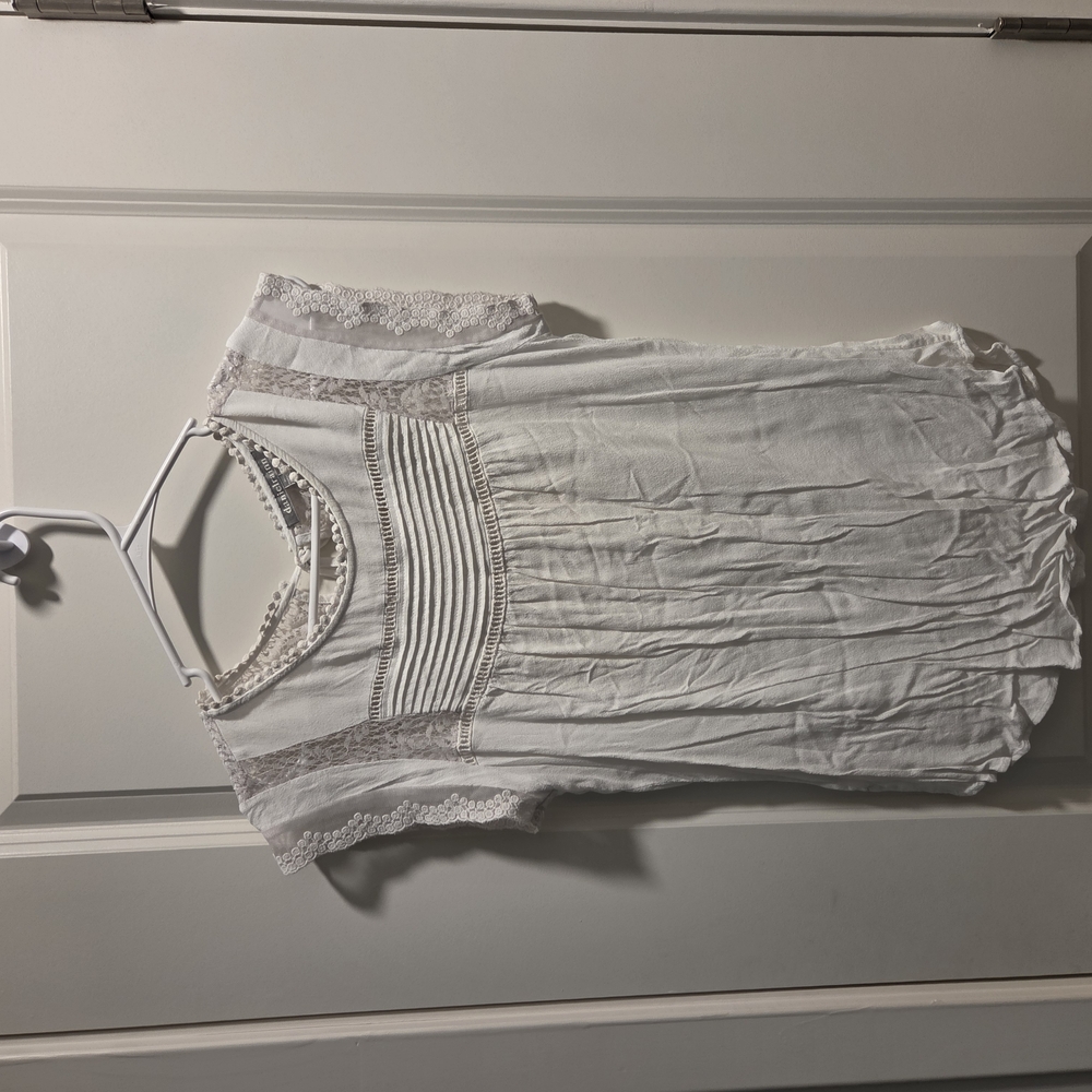 White Lace Trim Blouse